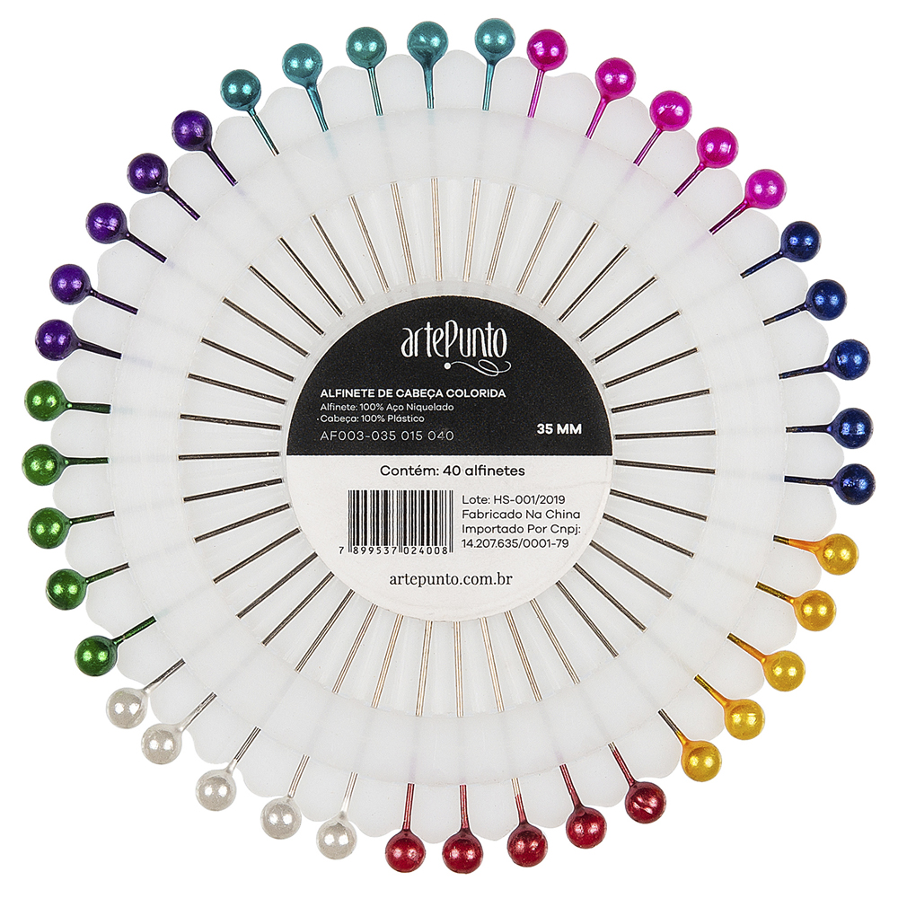 Alfinete de Cabeça Colorida - Disco - AF003-035 015 040
