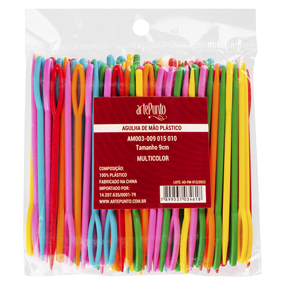 Agulha de Mão Plástica - Pacote 9cm - 100Un
