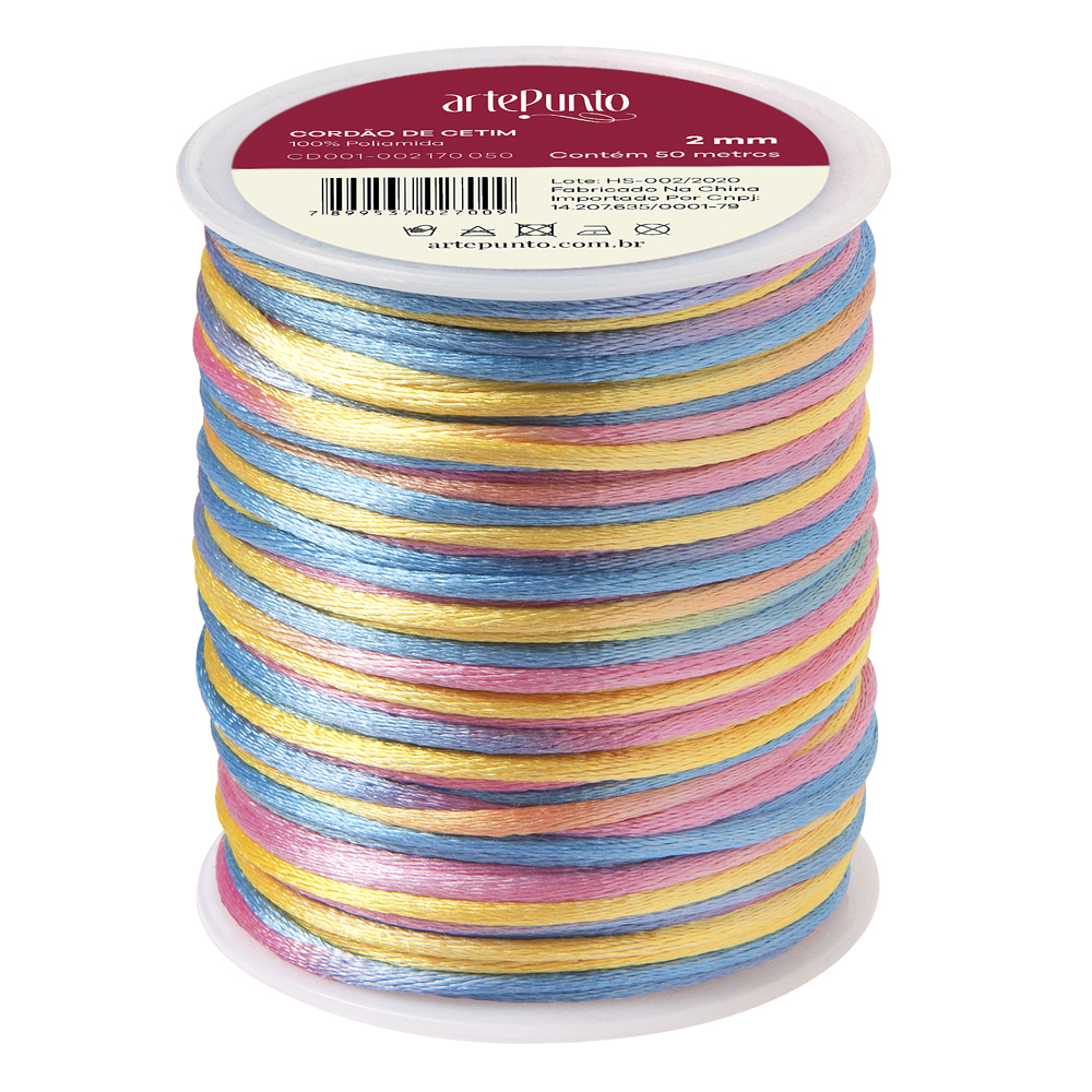 Cordão de Cetim Multicolor - 50m