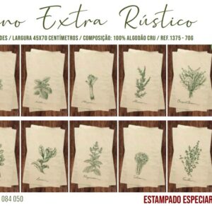 PANO DE PRATO RÚSTICO ESTAMPADO -   70G 45X70CM - 100% ALGODÃO - COR: CRU UN